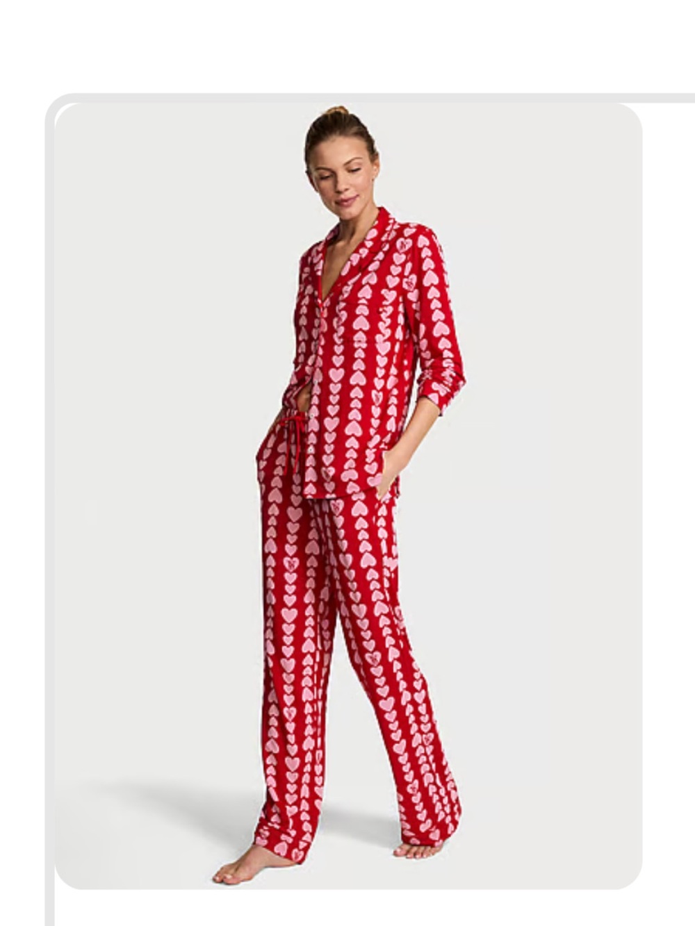 Victoria's Secret Red Heart-Print Pajama Set